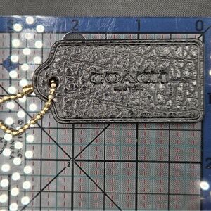 Coach Textured Black Tag with Gold Chain